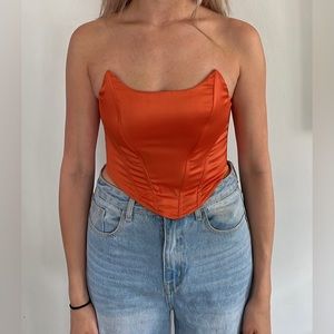 Pretty little thing orange satin corset